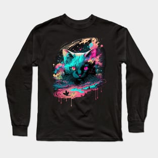 Colorful Cat Melting Long Sleeve T-Shirt